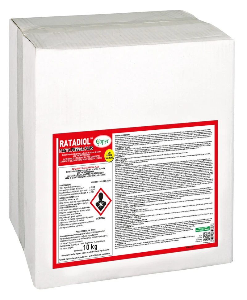 Esca derattizzante rodenticida per topi e ratti Copyr Ratadiol Pasta 10 kg