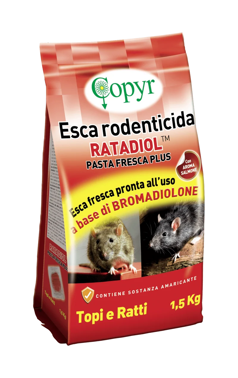 Esca derattizzante rodenticida per topi e ratti Copyr Ratadiol Pasta 1,5 kg