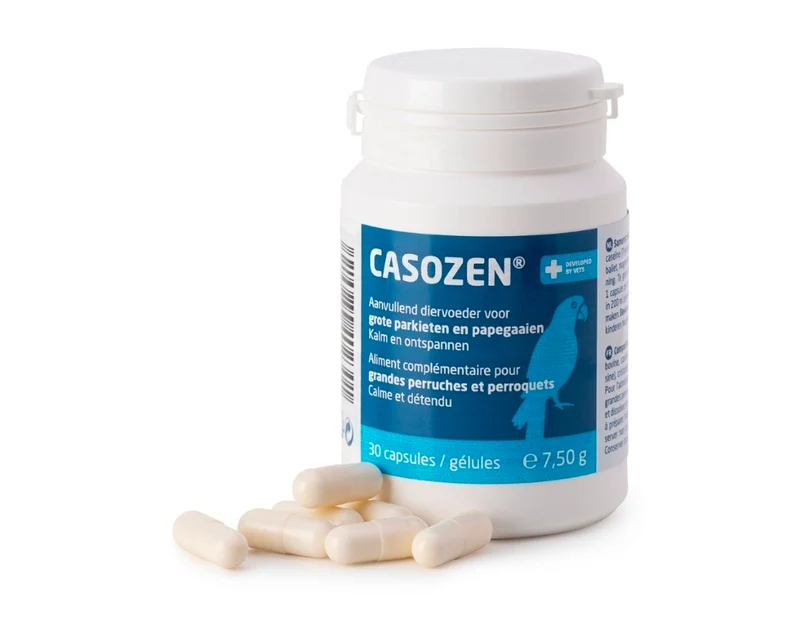 Casozen® - Remède naturel contre le stress et l'arrachage de plumes chez les grandes perruches et les perroquets.