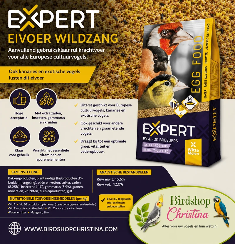 Aliment EXPERT pour œufs de passereaux sauvages - 10 kg - 15.6 % de protéines, insectes, gammares - Witte Molen