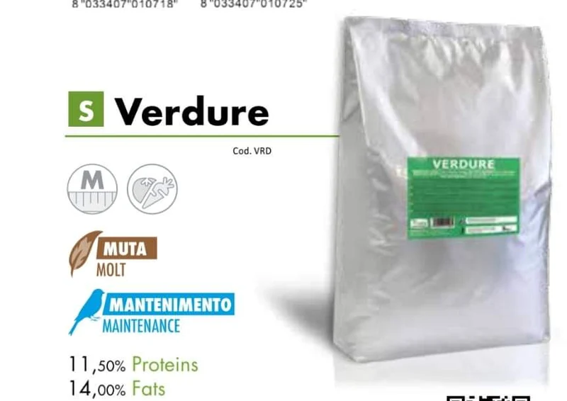 Verduri Nourriture aux œufs en vrac 1 kg (+ complexe de vitamines), à base de carotte, fenouil et tomate - Pineta Zootecnici