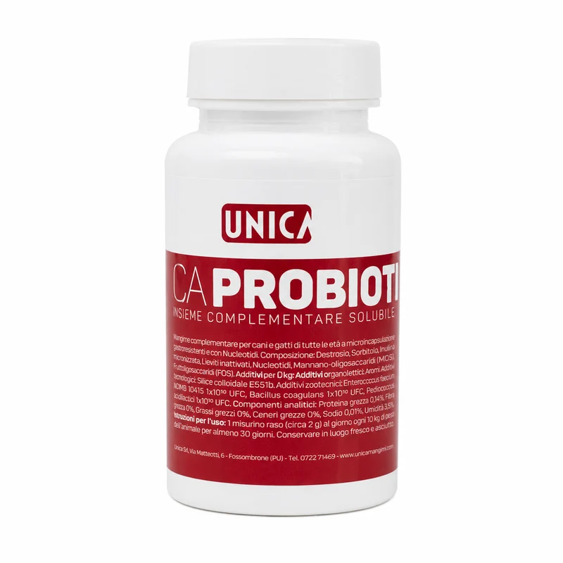Probiotique Ca - Probiotique-prébiotique - Vit C + D3 - 50 g (soluble dans l'eau 2 g/10 L d'eau) Unica