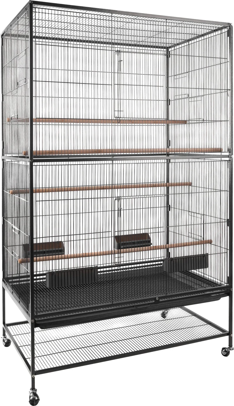 Volière Valor – Volière d'intérieur anthracite pour perruches et canaris 94 x 58.5 x 153