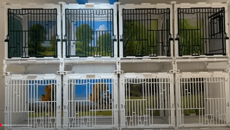 Cage frontale MA avec double porte et gamelles pour la nourriture