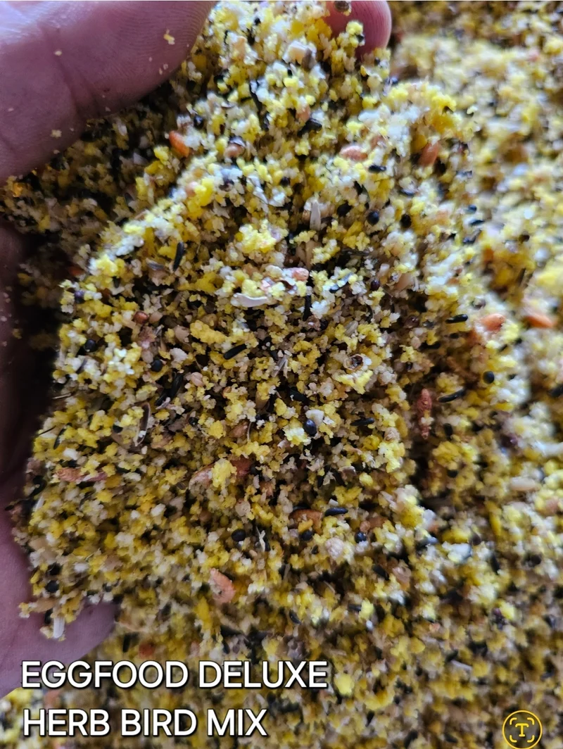 Pâtée aux œufs Deluxe 5kg (emballée*) 14,2% Protéines (+ Pissenlit, Levure de bière, Vers à soie...)