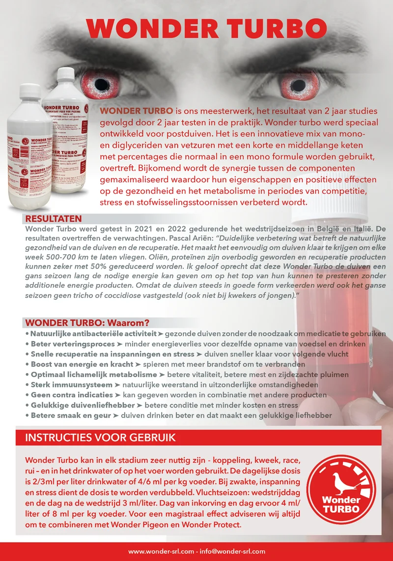 Wonder Turbo 1L (Amélioration de la digestion, de la santé intestinale et...) - Wonder Pigeon