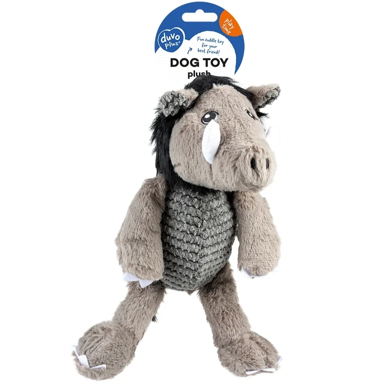 Peluche phacochère ventre gris/noir 23x8x9cm