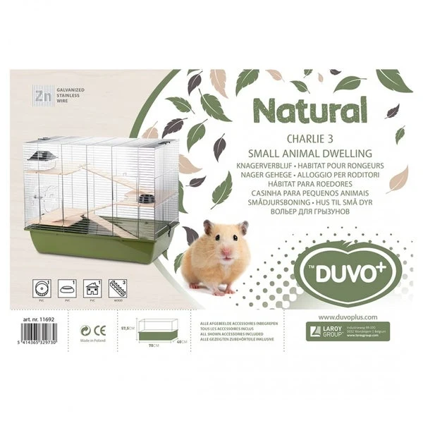 duvoplus cage pour rongeurs natural charlie 3 vert olive/zinc