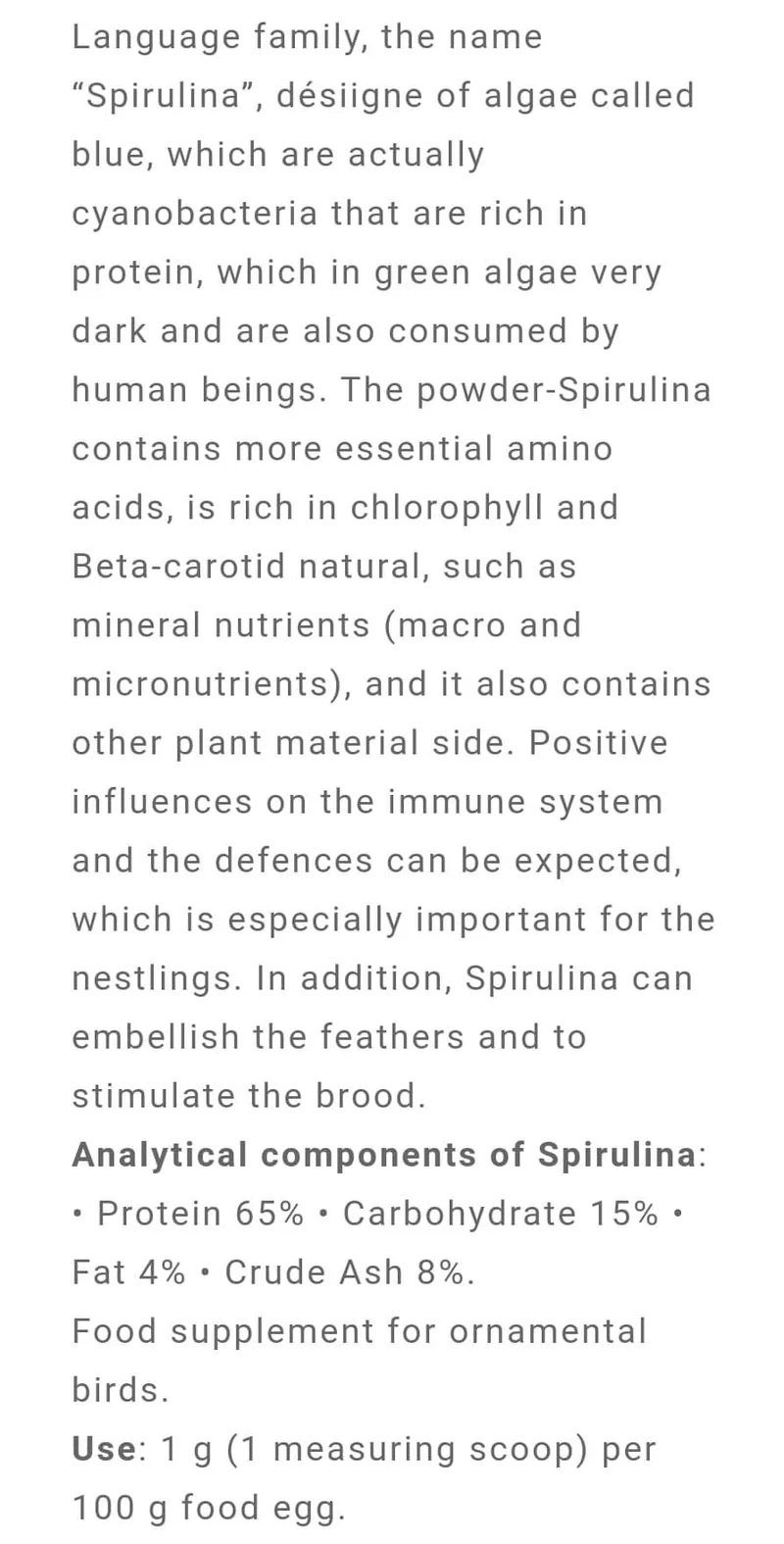 Spiruline 250 grammes (Améliore le système immunitaire) Easseym