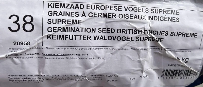 Deli Nature 38 - Graines pour oiseaux européens - 15kg