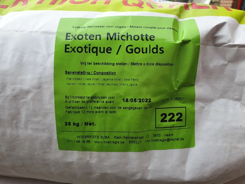 Exotiques Michotte Goulds 20kg - Hobbyfarm Hoebregts