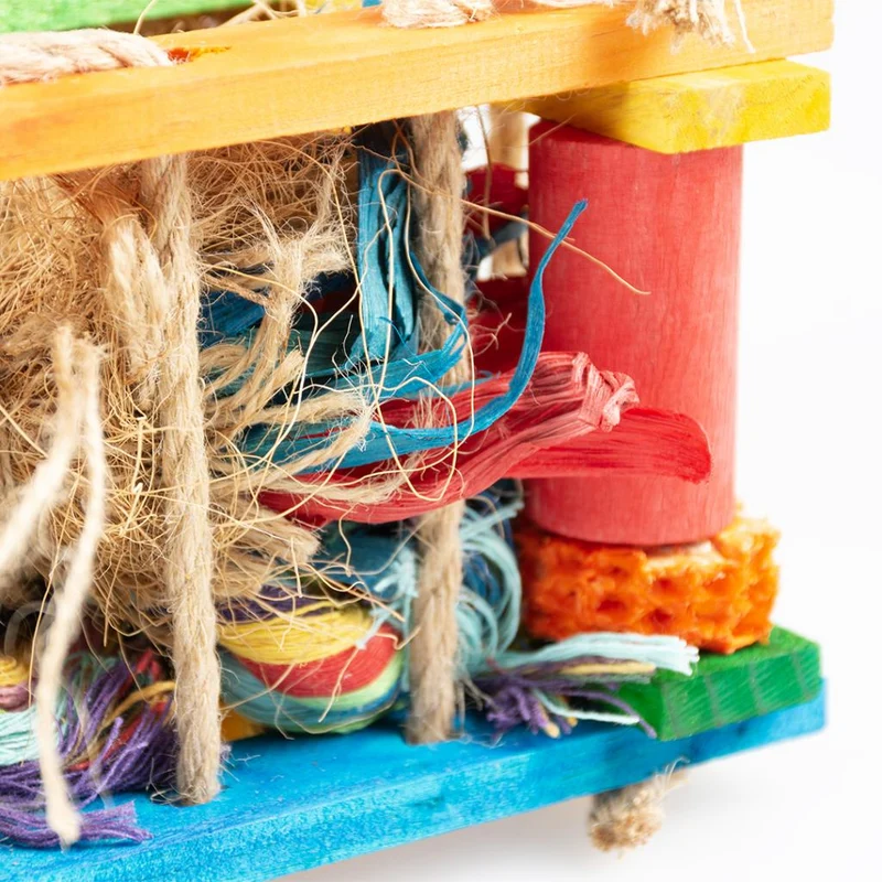 Boîte à musique en bois avec sisal, noix de coco pour oiseaux