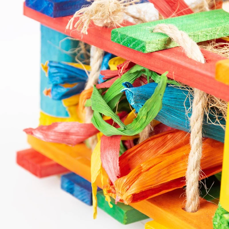 Boîte à musique en bois avec sisal, noix de coco pour oiseaux