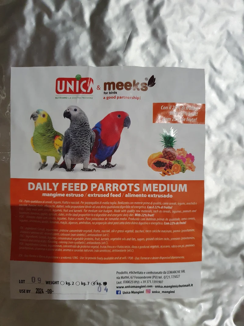 Daily Feed Parrots Medium (mélange de fruits) 1kg - Unica & Meeks