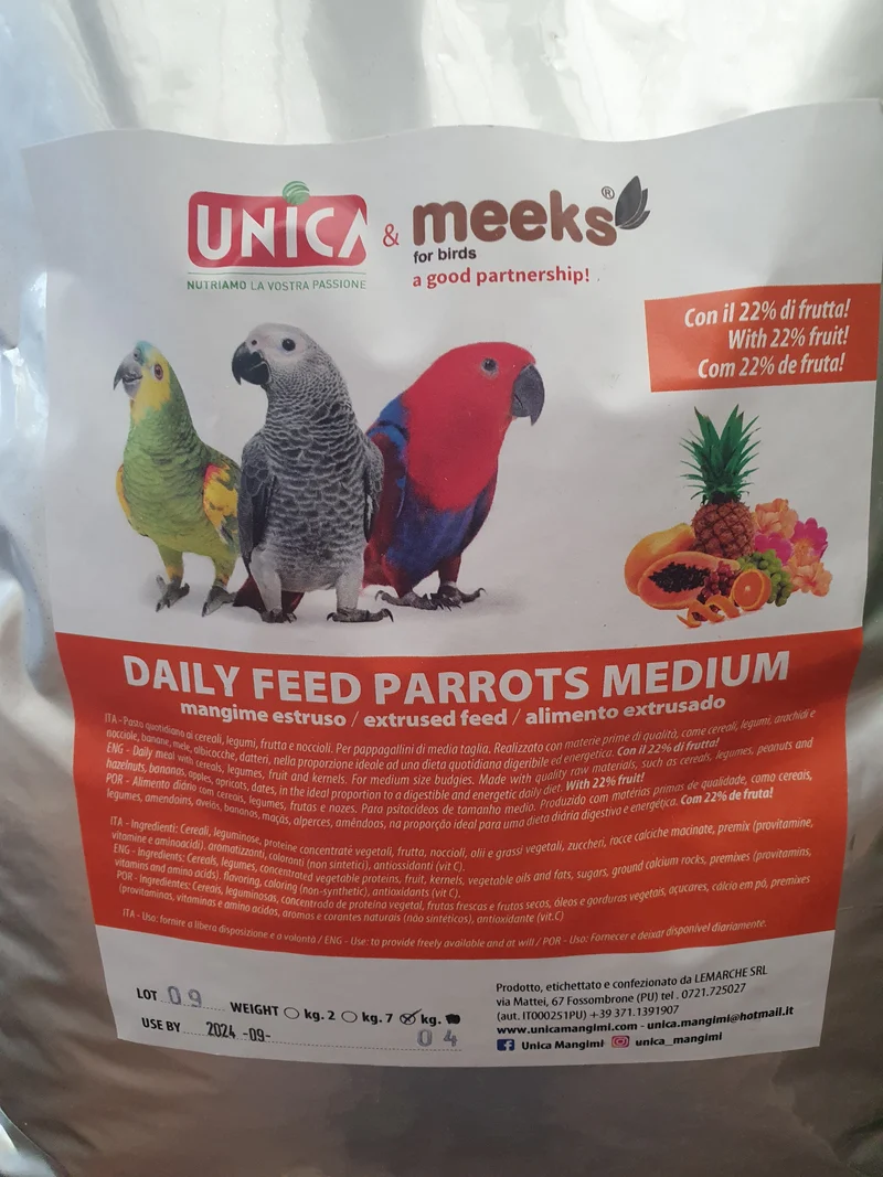 Daily Feed Parrots Medium (mélange de fruits) 1kg - Unica & Meeks