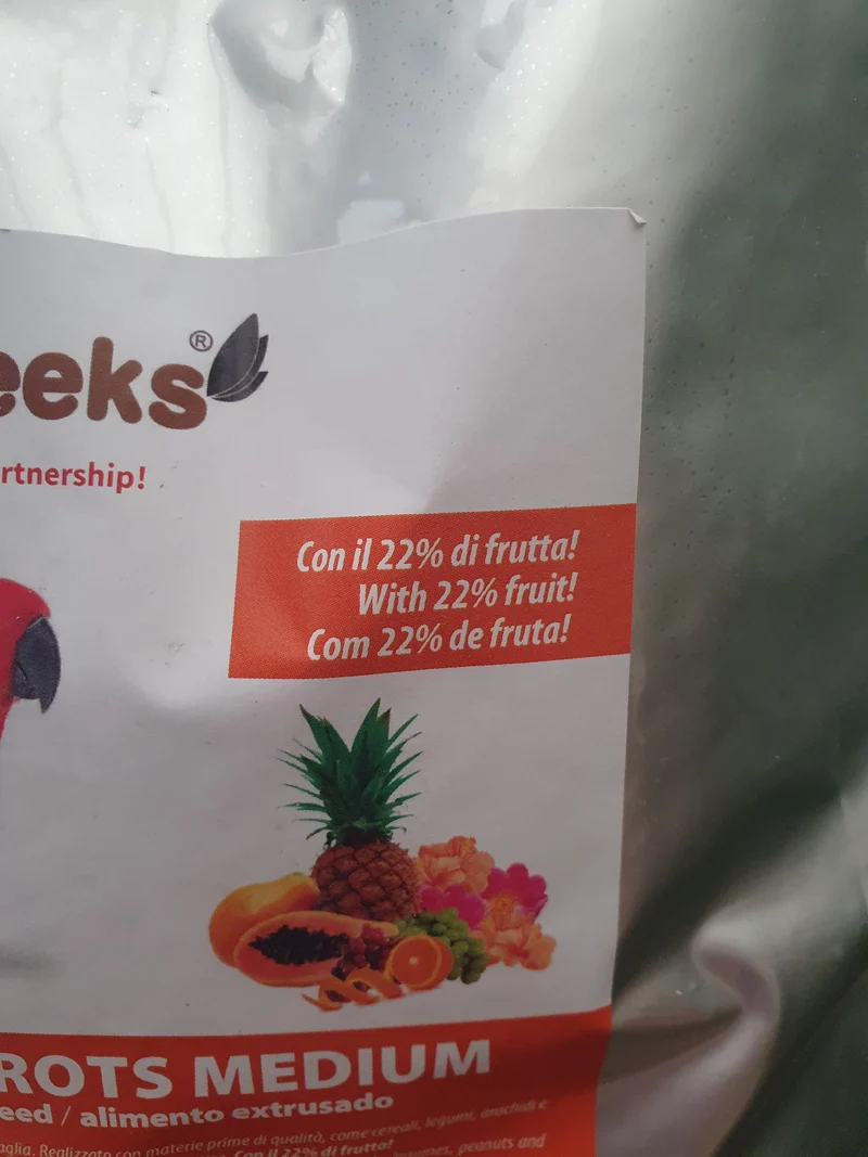 Daily Feed Parrots Medium (mélange de fruits) 1kg - Unica & Meeks