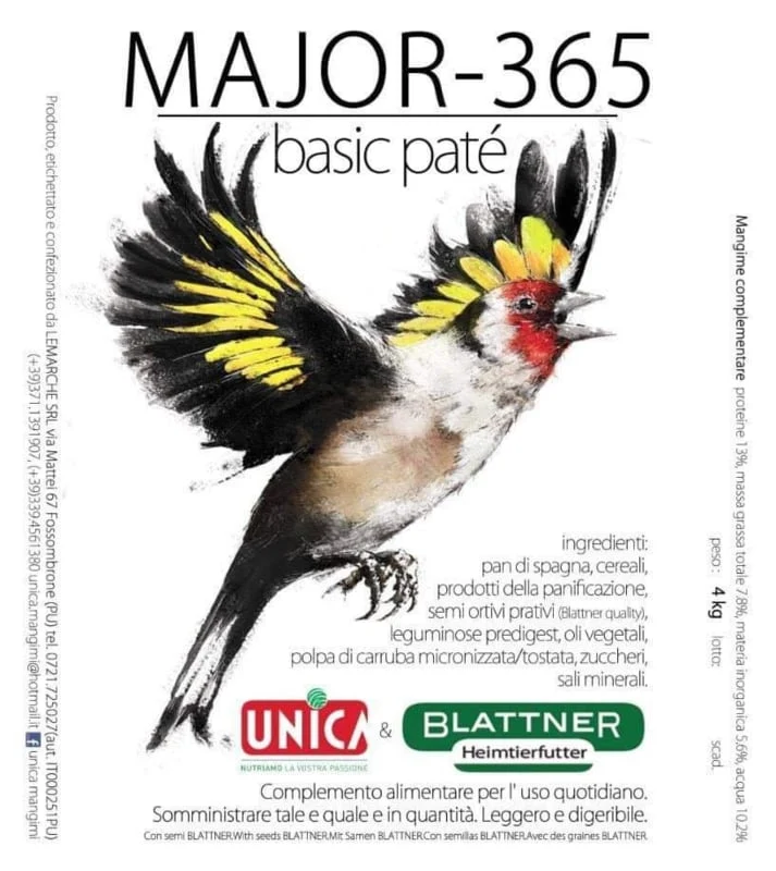 Major 365 (pâté basique) 1 kg - Unica & Blattner - Nourriture polyvalente pour œufs de chardonneret