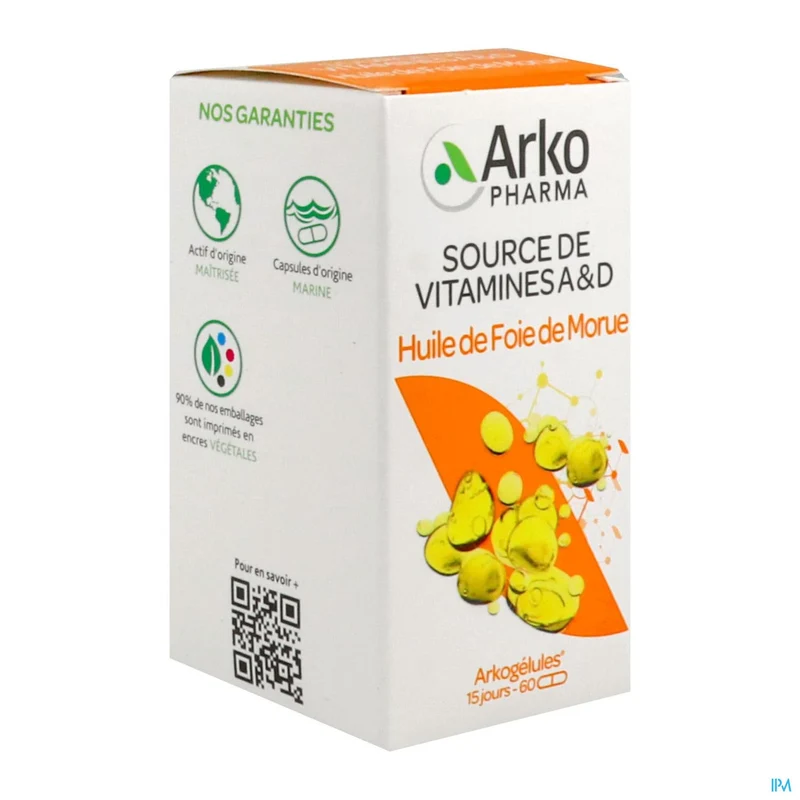 Arkocaps Levertraanolie 60 - Natuurlijke Visolie voor Sterke Botten en Hersenfunctie