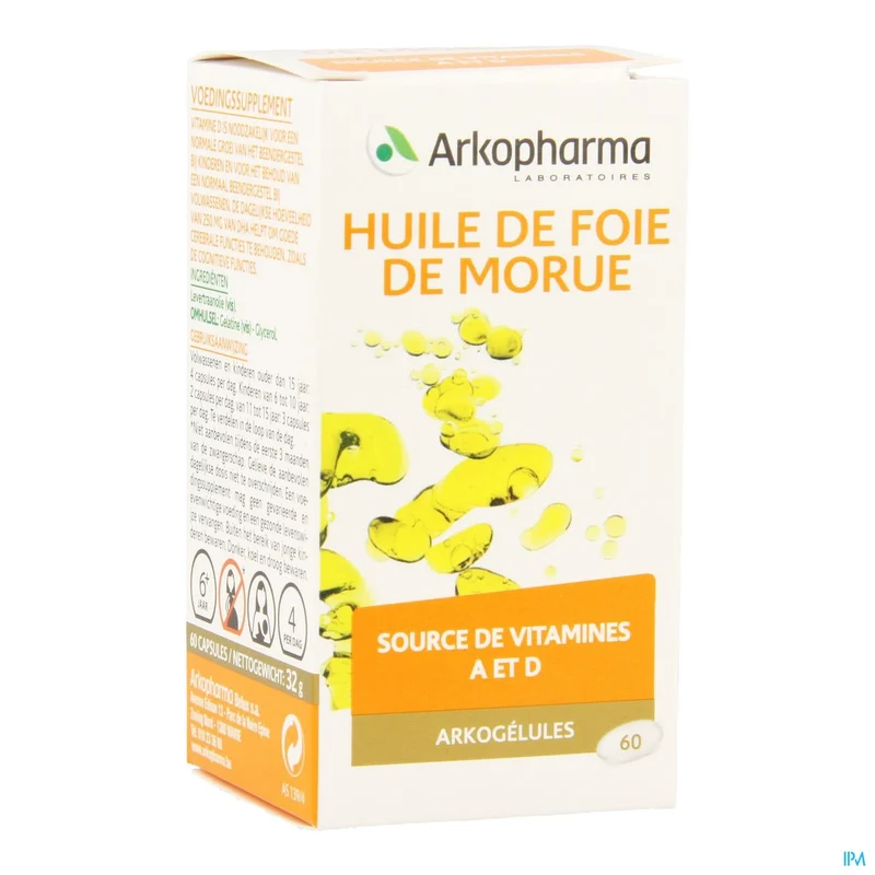 Arkocaps Levertraanolie 60 - Natuurlijke Visolie voor Sterke Botten en Hersenfunctie