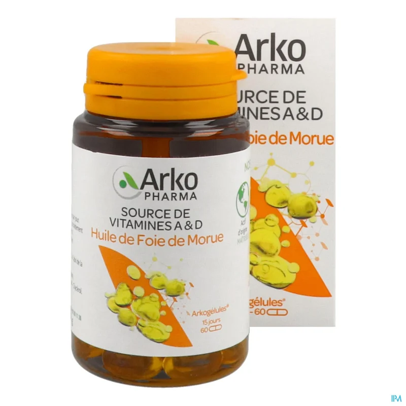 Arkocaps Levertraanolie 60 - Natuurlijke Visolie voor Sterke Botten en Hersenfunctie