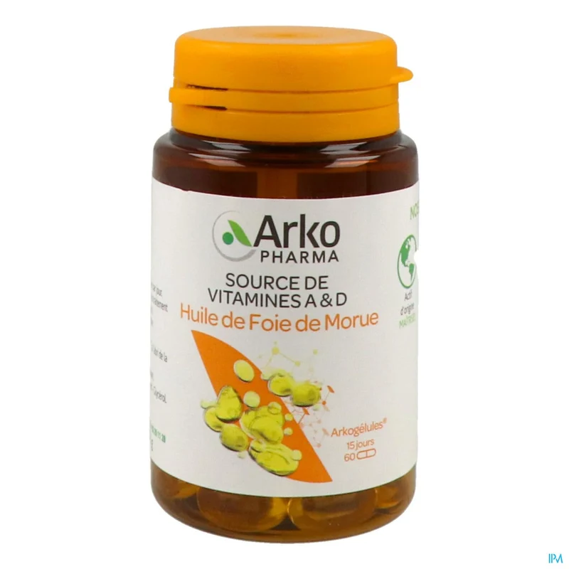 Arkocaps Levertraanolie 60 - Natuurlijke Visolie voor Sterke Botten en Hersenfunctie