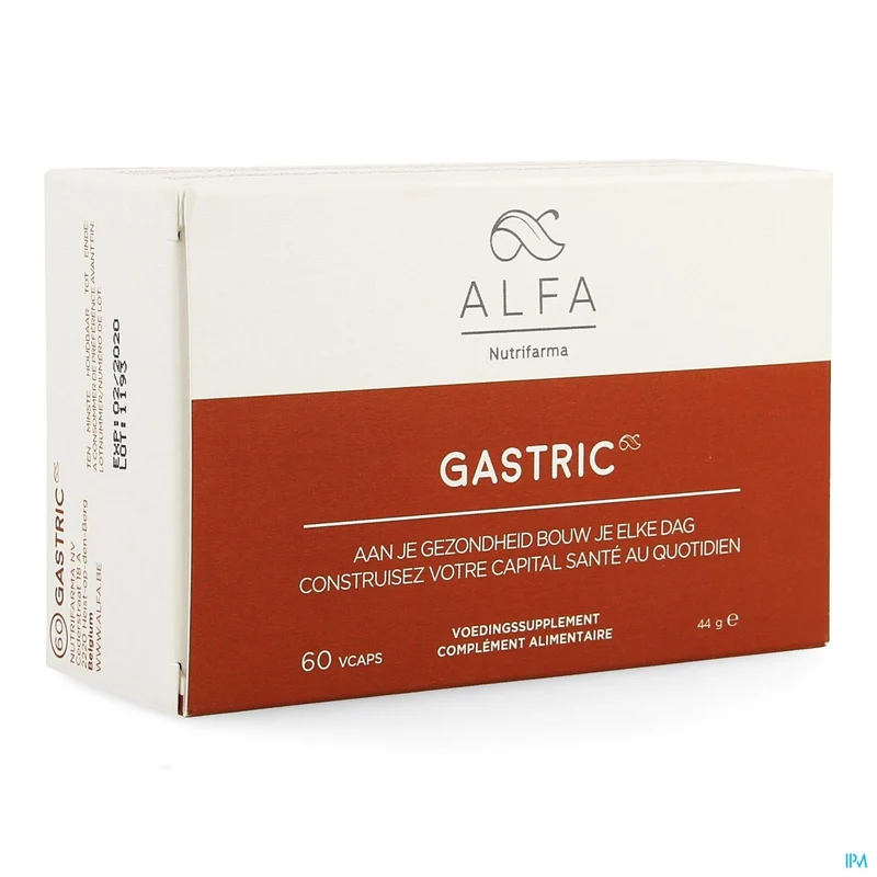 Alfa Gastric V-caps 60 - Spijsverteringsondersteuning & Maagzuurverlichting | Vegetarische Capsules