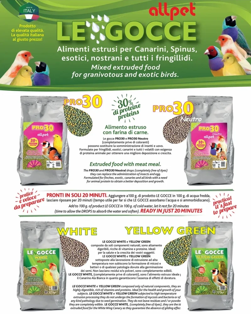 Le Gocce Jaune Vert 900 grammes (substitut de graines germées) - AllPet