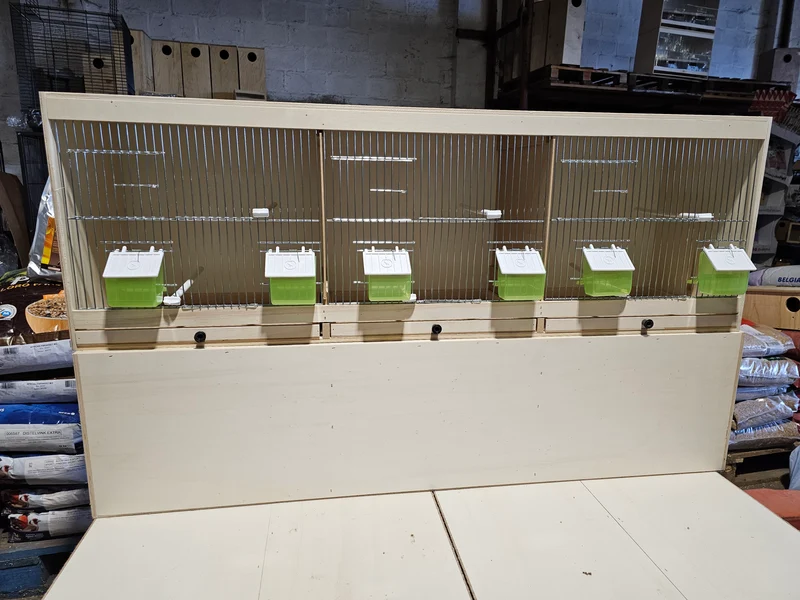 Cage d'élevage en bois 120 cm 3 pièces - Avec couvertures avant et gamelles (ARTICLE VOLUMINEUX)