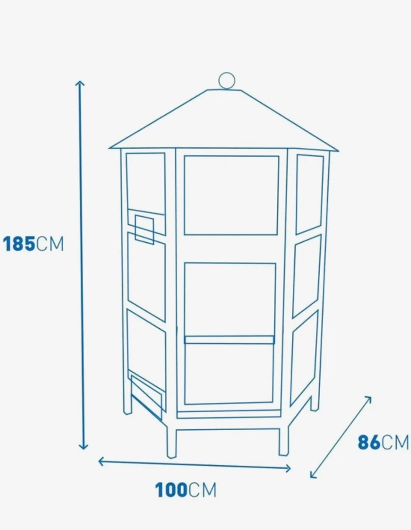Chalet hexagone volière Woodland 100x86x185cm