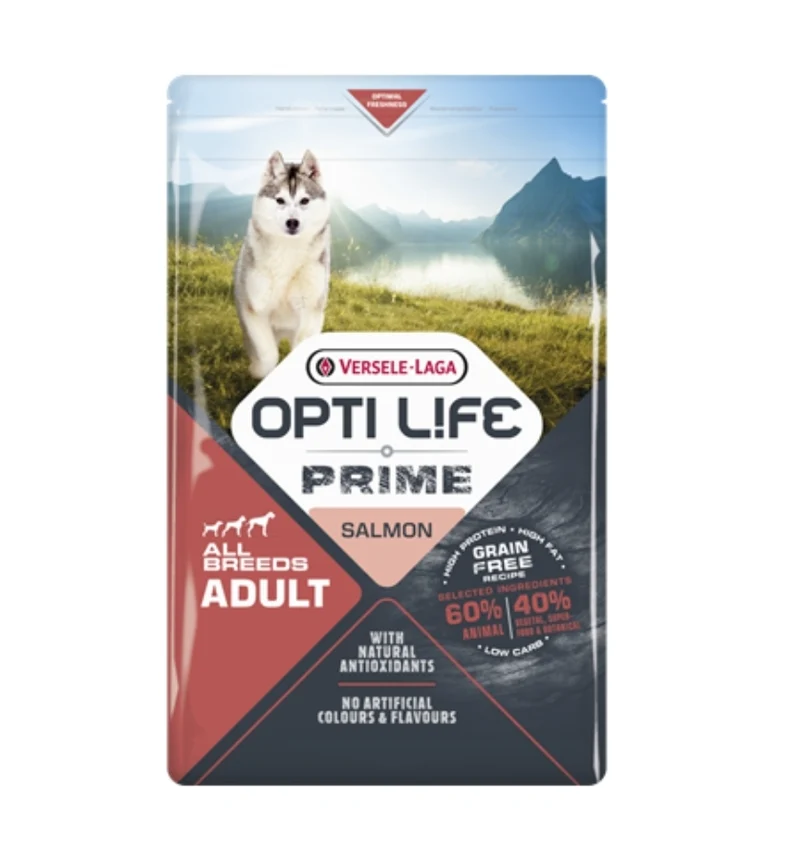 Opti Life Prime Adult All Breeds (Grain Free) Saumon 2,5 kg - Versele Laga