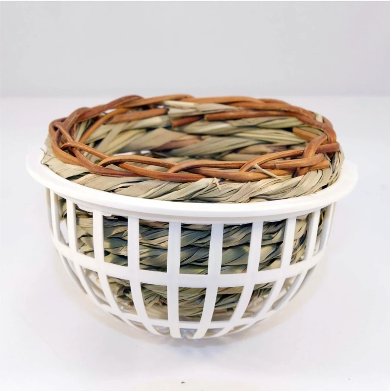 Nid en plastique, crochets en fil de fer, blanc Ø 10 cm
