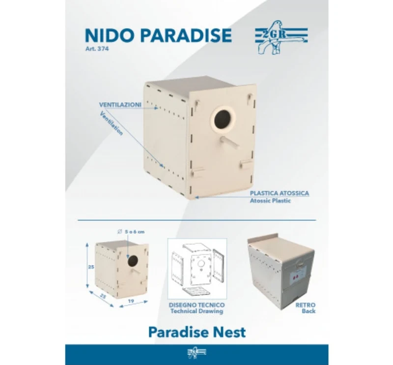 374 / GRAND NID EN PLASTIQUE PARADISE 19.5 X 25 X 27 CM NEOPHEMA-AGAPORNIDE