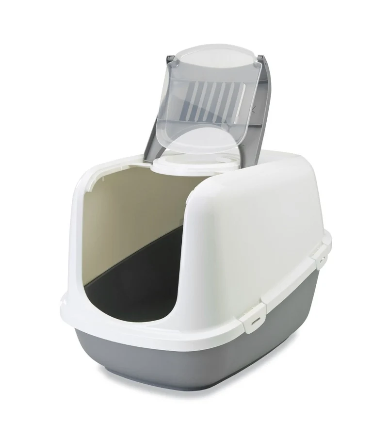 Savic Cat Toilet Nestor Jumbo - Bac à litière pour chat - 66.5x48.5x46.5 cm Gris Vert