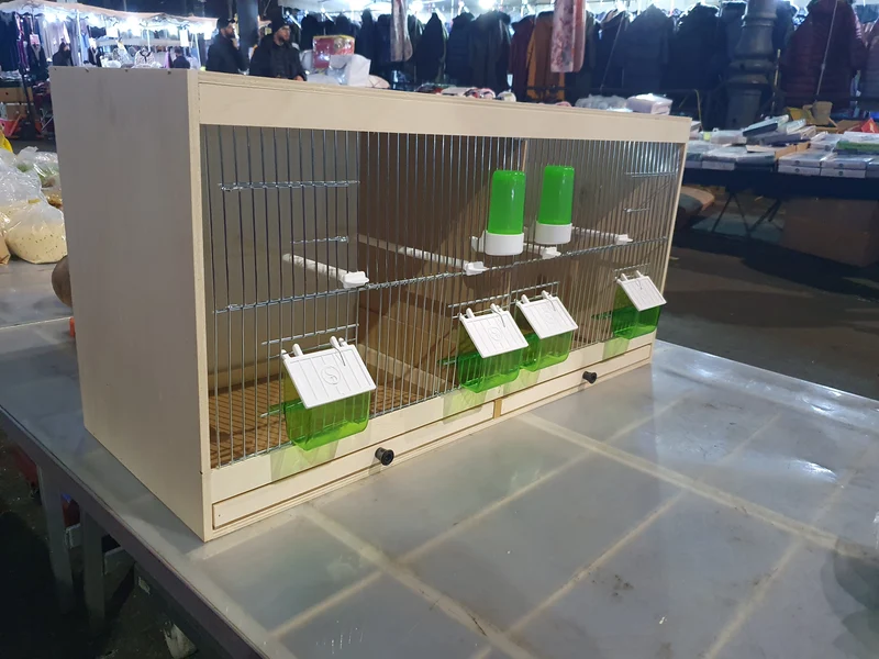 Cage d'élevage en bois, avec couvercles/pots d'alimentation 80x40x30cm