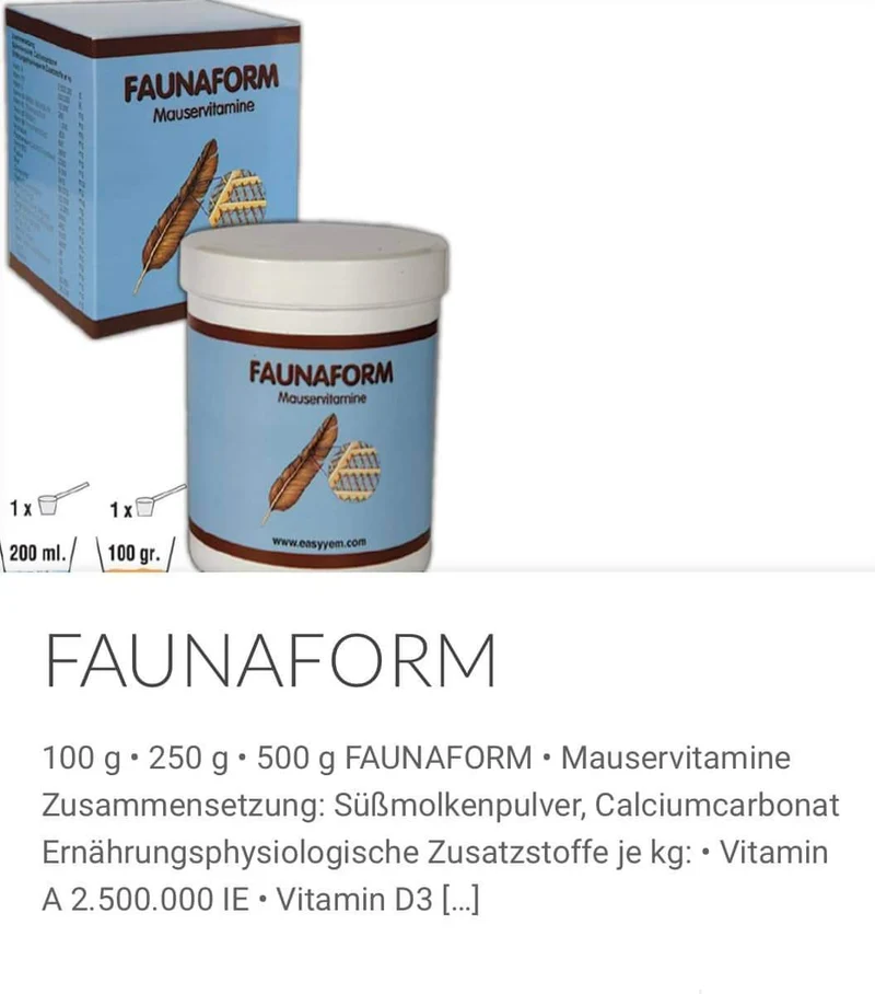 Faunaform - Vitamines de mue - Easyem