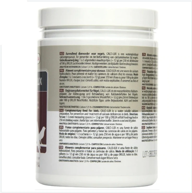 Calci - Lux 500 grammes - Calcium soluble dans l'eau Oiseaux - Oropharma Versele Laga