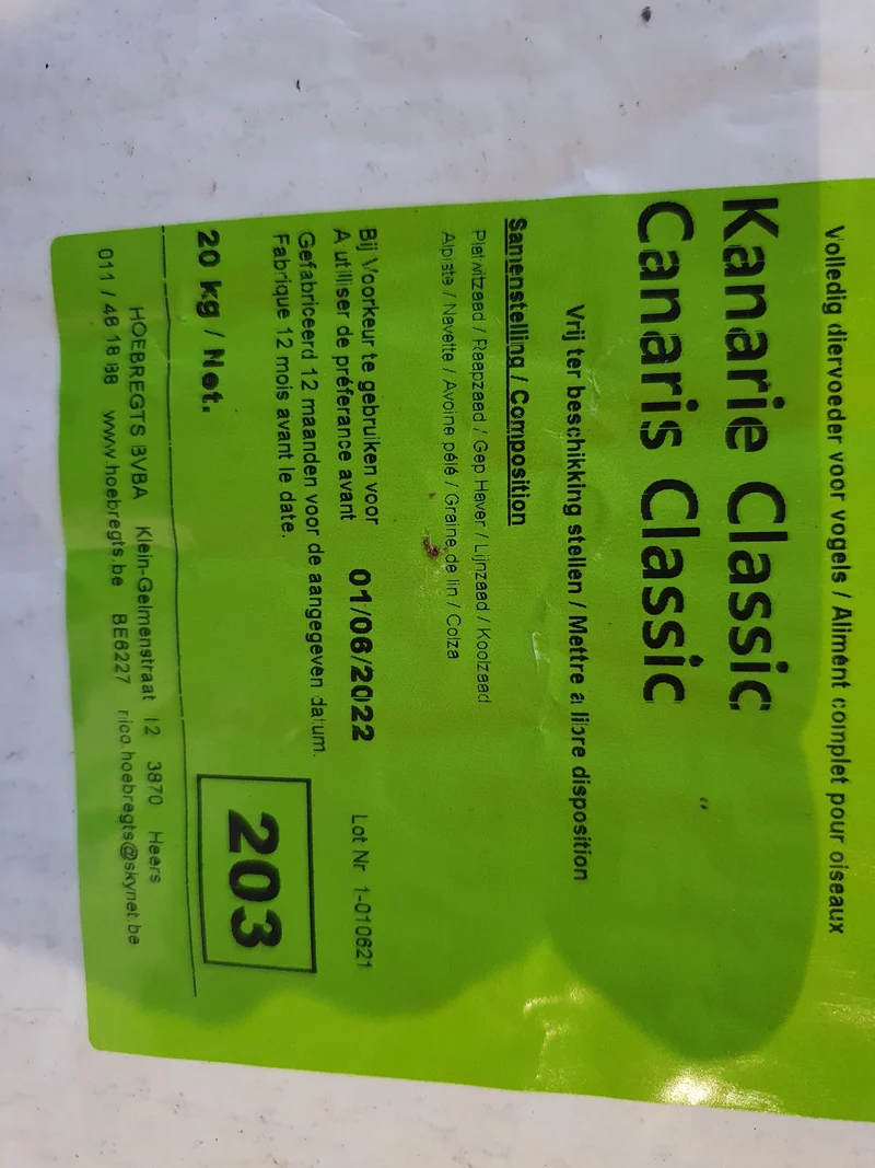 Canary Classic - Sac de 20 kg - Nourriture pour oiseaux