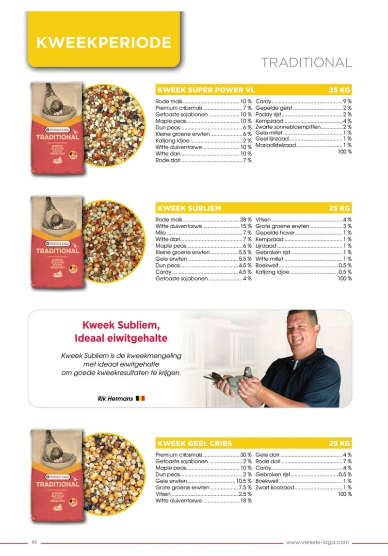 Nourriture pour Pigeon Elevage Traditionnel Yellow Crips 25kg - Versele Laga