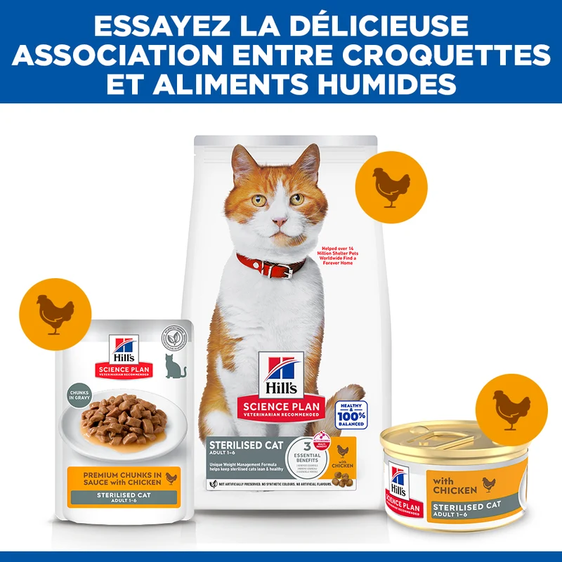 Hill's Adult Sterilised Cat Mousse Poulet - chat