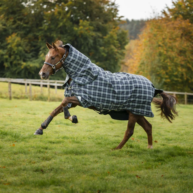 Rhino Couvre-Cou Turnout 150g Hunter Check/Green/Navy