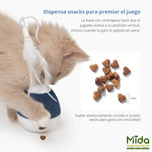 Catit PIXI Spinner Dispensador de Snacks y Juguete con Pluma para Gatos