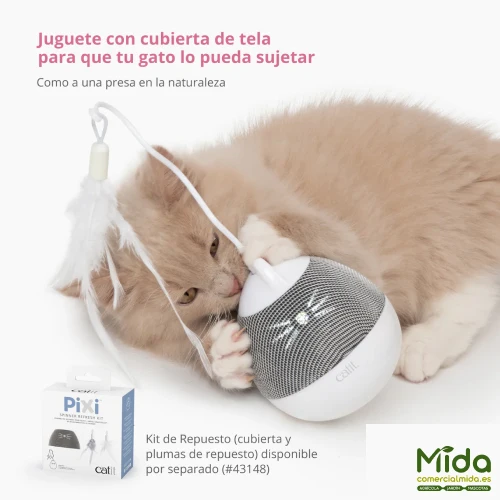 Catit PIXI Spinner Dispensador de Snacks y Juguete con Pluma para Gatos