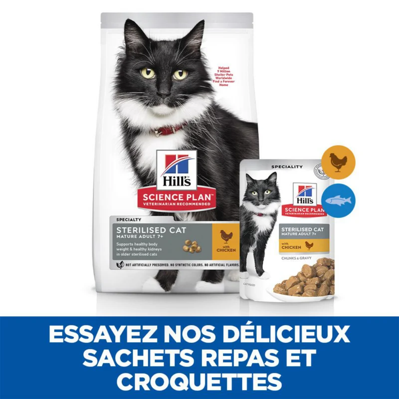 Hill's Science Plan Sterilised Cat Mature 7+ poulet et poisson de l'Océan - pâtée chat