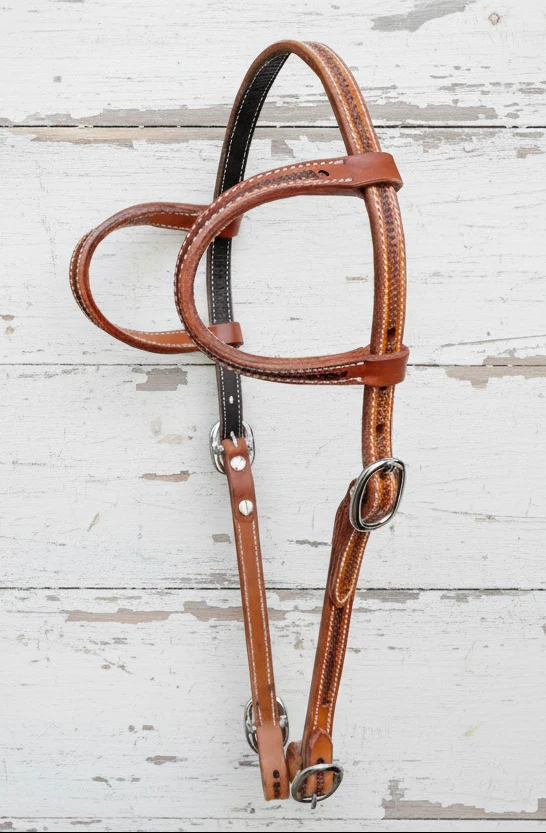 Bride Western d’Entraînement Cuir – Passant 2 Oreilles