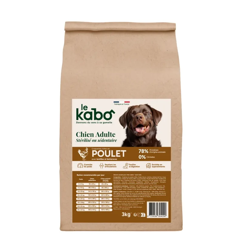 Croquettes Le Kabo Chien Adulte Stérilisé Poulet