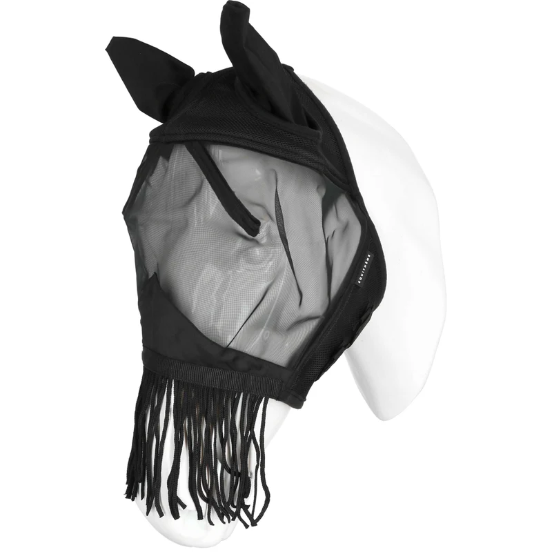 EQUITHÈME Masque Anti-Mouches Franges avec Protection UV Noir
