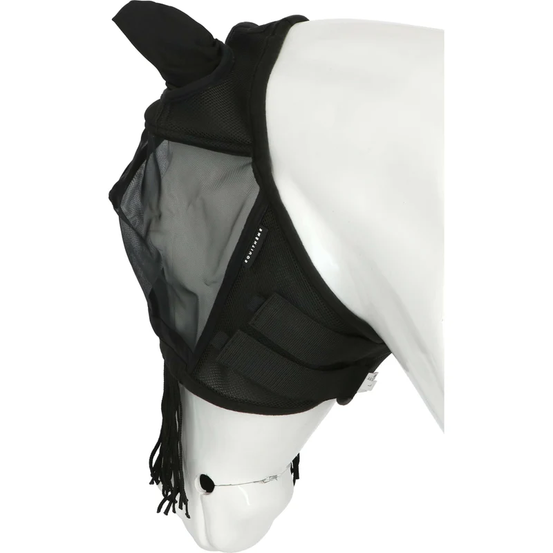 EQUITHÈME Masque Anti-Mouches Franges avec Protection UV Noir