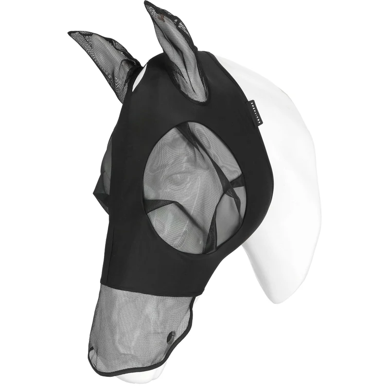 EQUITHÈME Masque Anti-Mouches Lycra UV protection Avec Filet Nez Noir