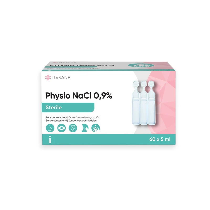 LIVSANE Physio NaCl 0,9% | 180x5ml Fysiologisch Serum | Neusspoeling