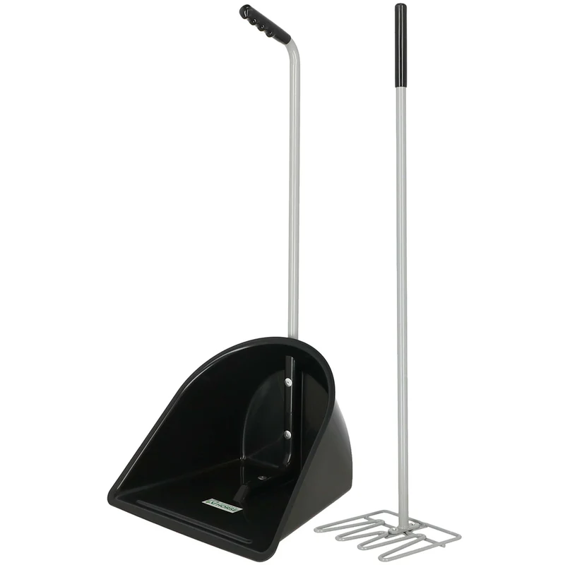 Agradi Horse Durable Strong Pelle et Râteau à Crottin Complet Noir